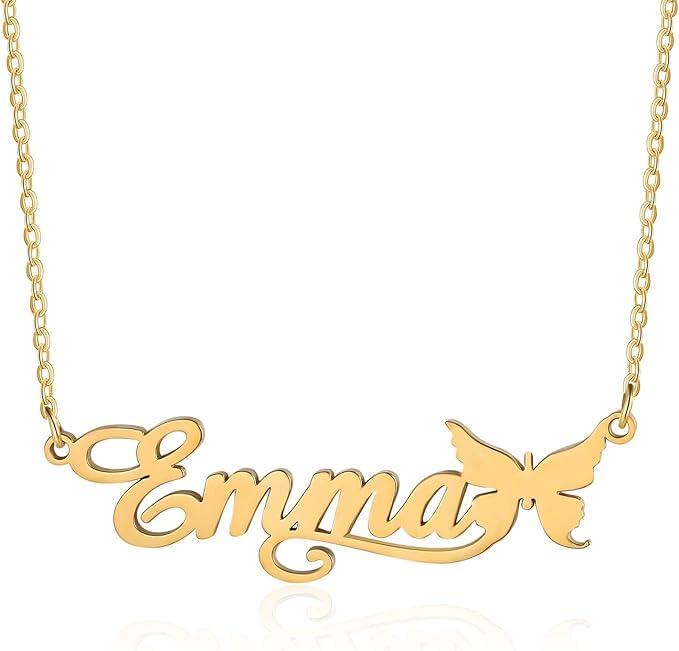 Gemsworld007 18K Gold Plated Customized name necklace Butterfly nameplate custom necklace for girls women Personalized Jewelry Gift Special occasion birthday anniversary - 18 inches Adjustable chain (B0CLJX5NT1) Amazon Price History, Amazon Price Tracker