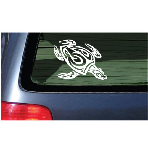 Sea Turtle Tribal Honu Water Monster Vinyl Window Decal Sticker White