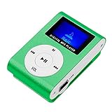 OcioDual Lector Reproductor MP3 Player Verde Aluminio Puerto Mini USB Ranura para Tarjeta Micro SD con Clip Pantalla