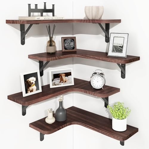 YGEOMER Corner Floating Shelves, Wall Mounted Corner Shelf for Bathroom,