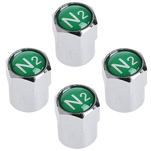 Delight eShop 4Pcs/Set Chrome Car Auto TPMS Valve Stem Caps N2 Nitrogen Tire Insert Cover