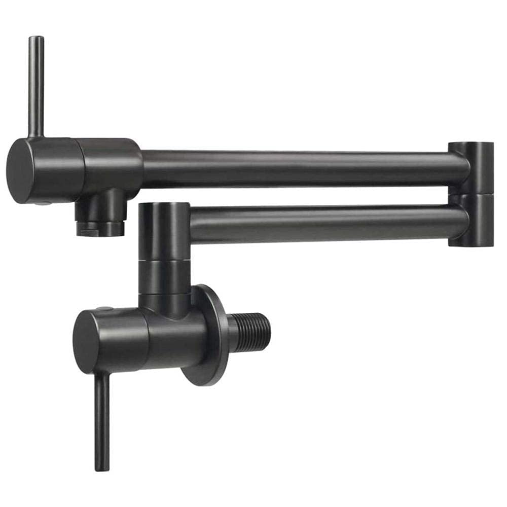 Robinet de cuisine en acier inox 304 brossé avec double poignée et bras articulé