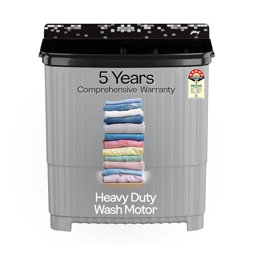 Godrej 12Kg 5 Star with 5 Years Comprehensive Warrnaty, Tri-Roto Pulsator For Powerful Scrub, For Heavy Laundry Semi Automatic Top Load Washing Machine (WS EDGE UNO 120 5.0 PB4 MIGR, Mist grey)