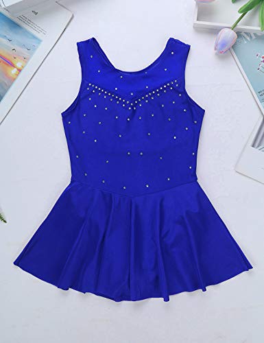 Doomiva Girls Figure Ice Skating Dress Ballet Dance Tutu Dress Sparkle Gymnastics Leotard Skirts Outfits Blue 14 #TOP2