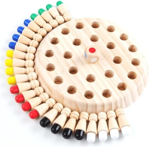 Image of Wooden Memory Chess Color Matching Game Multi Player Family Board Games for Kids and Adults, Learning Educational Toy Birthday Gift for Boy and Girl