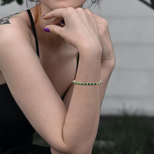 Elegant Green Tennis Bracelet for Women - Emerald Jewelry Piece, Green Cubic Zirconia Bracelet for Timeless Style4