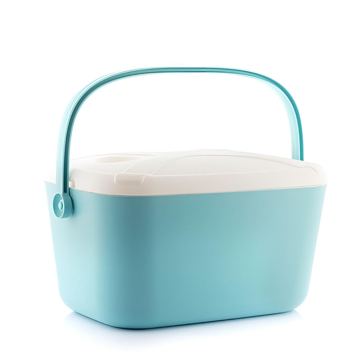 Nevera portátil de 20 l, diseño retro, vintage, bolsa térmica de 20 litros, ligera y manejable, multifuncional con soporte para vasos, enfriador pasivo para bebidas para jardín y excursiones al aire