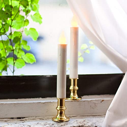 Flameless Window Candles with Gold Holders - Set Of 4, Battery Operated, Suction Cups, Remote and Batteries Included, Automatic Timer, Flickering Lights, Christmas Candlesticks For Windows - Thumbnail 7