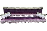 Adlatus-Kühnemuth Polsterauflage Hollywoodschaukelauflage Modell 928 wunderschönes Modell in Streifenausführung in violett/Beere/hellgrau (180 x 50 cm Hollywoodschaukelauflage)