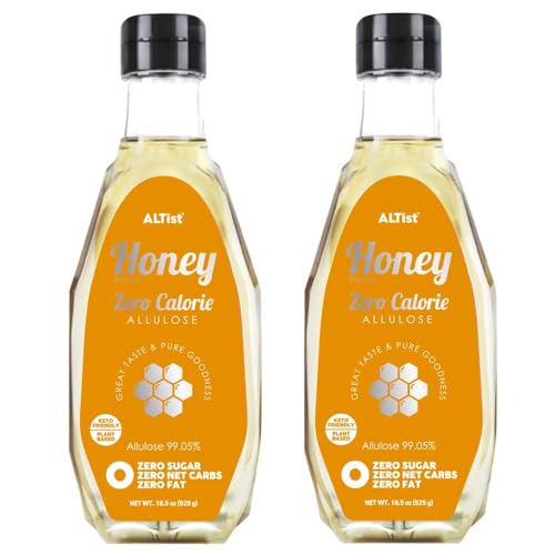 ALTist Allulose Syrup Sweetener – Zero Calorie Liquid Sugar Alternative, Keto, Vegan, Non-GMO, Plant-Based | 1:1 Sugar Replacement, No Net Carbs, Zero Fat, 17.7 fl oz x 2 Bottle - Honey