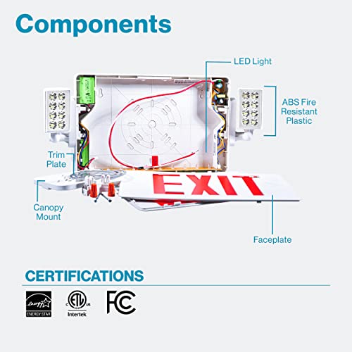 Sunco Lighting Led Exit Signs With Emergency Lights, Double Sided Adjustable Led Emergency Combo Light With Backup Battery, Hard Wired, Commercial Grade, 120-277V, Fire Resistant (Ul 94V-0) 6 Pack #TOP3