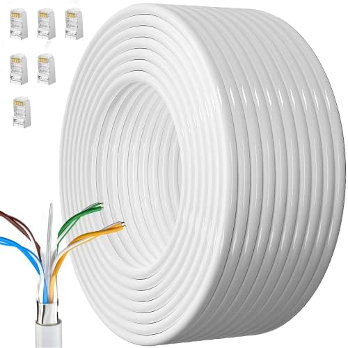 Cat 6 Ethernet Cable 30m, Bulk Internet Cable 30 Meters Shielded FTP 23AWG External Lan Cable Extra Long High Speed Network Cable Anti-Jamming Weatherproof Rj45 Patch Cable 100ft