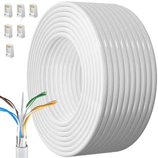 Cat 6 Ethernet Cable 30m, Bulk Internet Cable 30 Meters Shielded FTP 23AWG External Lan Cable Extra Long High Speed Network Cable Anti-Jamming Weatherproof Rj45 Patch Cable 100ft