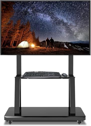 حامل تلفزيون متحرك بعجلات دوارة للتلفزيون مقاس 32-70 بوصة شد...