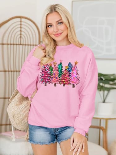 Christmas Sweatshirts for Women Funny Christmas Tree Xmas Cute Graphic Long Sleeve Shirt