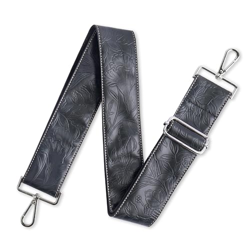 Image of Purse Straps Replacement Crossbody,Crochet Purse Strap for Handbags,Wide Shoulder Straps for Bags(5-Carved Black)