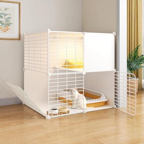 Villa d'intérieur pour chat – Niche amovible en métal pour petits animaux, cage pour chat assemblée, parfaite pour un logement sûr et confortable pour...