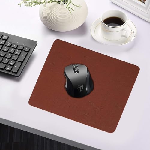 Image of Storite PU Leather Mouse Pad with Non-Slip PU Base, DEST mat Suitable for Computers, Laptop, Office & Home (255mm x 200mm x 4mm, Brown)