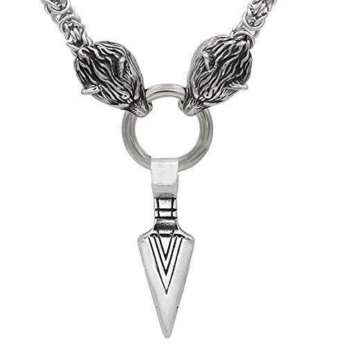 Collier Viking pour homme avec chaîne loup nordique, pendentif épée et amulette rune