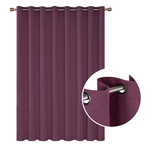 Image of Deconovo 1 Panel Blackout Drape Wide Width Grommet Bedroom Curtains for Windows, 100W X 84L, Super Pink