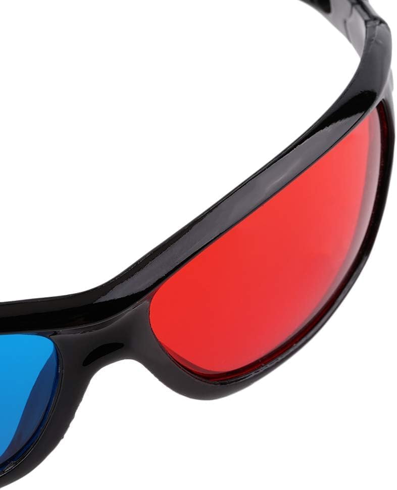 Vugyue 1Pcs Black Adult Black Frame Red Blue 3D Glasses, 3D Glasses for Dimensional Anaglyph Movie Game Accessories, 3D Viewing Glasses