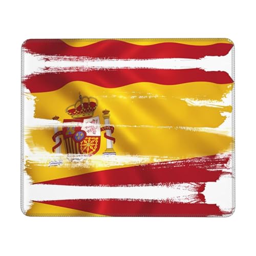 Tapis de souris de jeu drapeau de l'Espagne, lavable, antidérapant, en caoutchouc épais, tapis de souris personnalisé pour le bureau et la maison, 21 x 26 cm