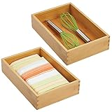 MEDIDAS PRÁCTICAS: Las bandejas de madera miden 26,7 cm x 16,5 cm x 6,4 cm cada una, se adaptan fácilmente a los cajones y ofrecen gran espacio para utensilios de cocina, bolígrafos o maquillaje.