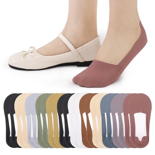 scenicamp 12 Pairs No Show Socks Womens, Non Slip Low Cut Invisible Liner Footies Silky Sock, Ultra...