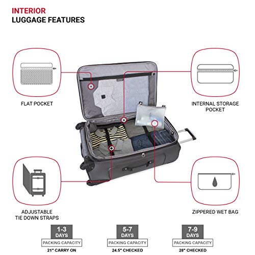 Swissgear Sion Softside Expandable Roller Luggage, Dark Grey, 3 Piece Set (21/25/27) #TOP3