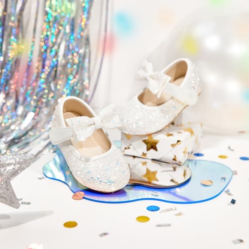 Image of PHIRAMIN Toddler Flower Girl Dress Shoes - Little Girl Mary Janes Flats Wedding