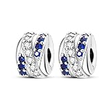 Parmuz Clip Spacer Charm for Bracelet 925 Sterling Silver Pave Cubic Zirconia Clip Lock Spacer Stopp