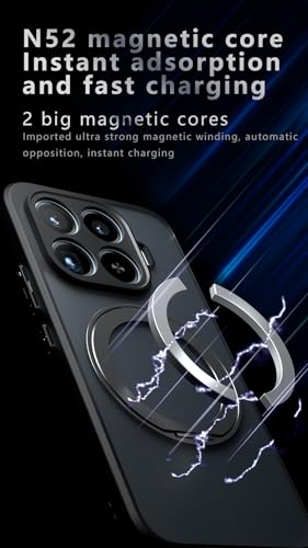 Image of Compatible with Xiaomi 17T Pro Case Cover,Compatible with Xiaomi 17T Pro 5G 2602EPTC0G Built-in 360Rotating Magnetic Mount Matte Translucent Phone Protective Case Black