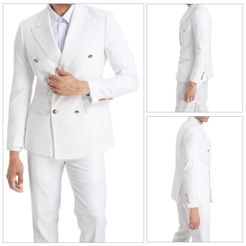 Men Suit 2 Piece Slim Fit Business Wedding Prom Tuxedo Suits for Men Solid Color Blazer Pants Set3