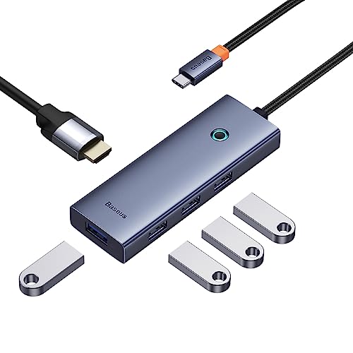 Image of Baseus UltraJoy 5-in-1 USB-C Hub, 4K HDMI, 3x USB 3.0 Ports, 100W Power Delivery, Grey