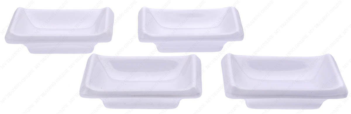 Rectangular Melamine Soy Dipping Sauce Dishes, Set of 4 Dishes, 3-5/8 Inches (L) x 2-3/8 Inches (W) x 1 Inches (H), 1-Ounces
