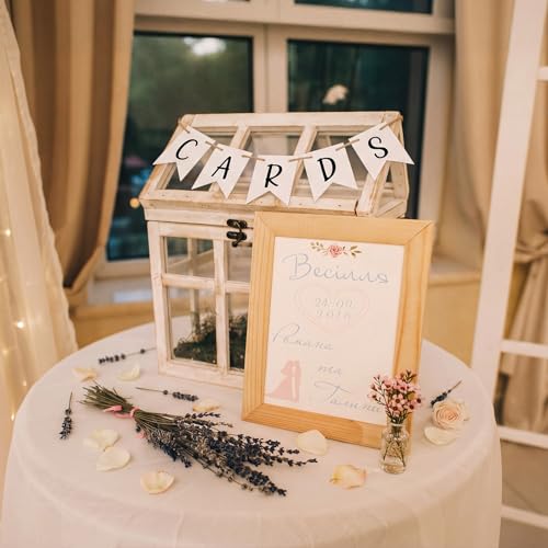 Image of Yaomiao Mini Cards Sign Banner for Card Box Wedding Themed Hanging Banner Decor Party Decoration for Birthday for Basket Table Greeting Photo Props Table Decor, Basket Not Included (Stylish,Card)