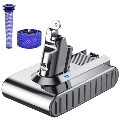 Image of 7000mAh Replacement for Dyson V6 Battery 21.6V Lithium Ion Vacuum Battery with 2 Filters Compatible with V6 Animal Absolute SV03 SV04 SV05 SV06 SV07 SV09 DC58 DC59 DC61 DC62 DC74 Cordless Vacuums