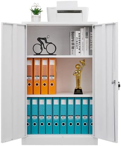 Miniatura 4 de Gabinete de almacenamiento de metal con puertas y 3 estantes armario de garaje de acero con cerradura de gran espacio de 42 pulgadas para el hogar