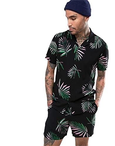 Ensemble hawaïen homme patchwork AXEBHPED avec design asymétrique tz-36 L