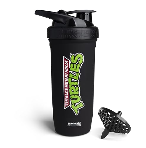 Smartshake TMNT Reforce Protein-Shaker-Flasche aus Edelstahl, 900 ml, auslaufsicherer Schraubdeckel, BPA-frei, Unisex, nicht isoliert, Schwarz