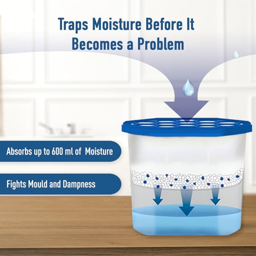 Image of Amazon Brand - Presto! Moisture Absorber | 280g x Pack of 6 | Absorbs Up to 600Ml Each | Eliminates Musty Odour | Effective for 45 Days