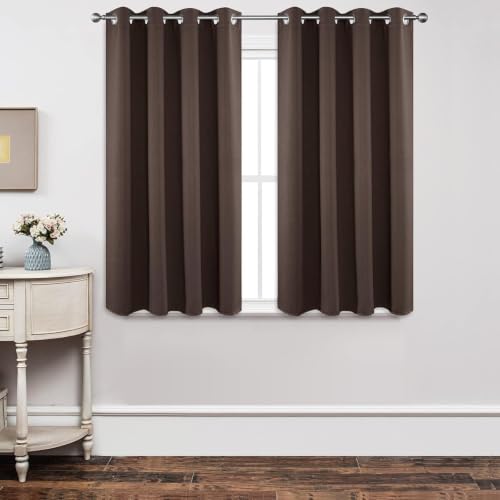 Image of 100% Blackout Curtains 60 Inches Window, 2 Thick Layers Heat and Full Light Blocking Soft Thermal Insulated Drapes for Bedroom (Set of 1 Pc, Coffee, 5 Feet)