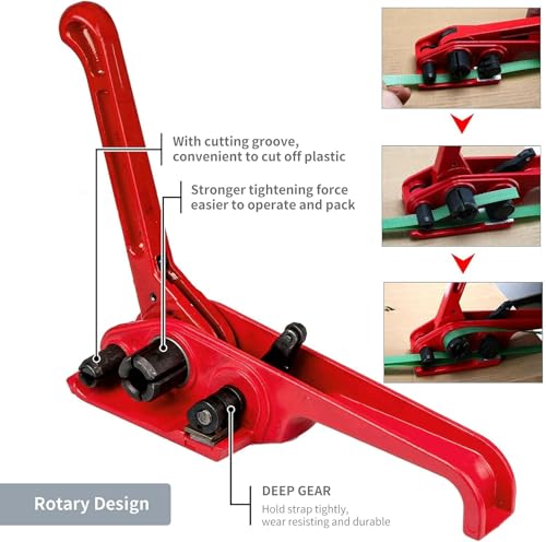 Manuelle Umreifungsset incl.Versiegelung Spanngerät 100m Umreifungsban 50 Stück Clips für Spanner PP/PET-Kunststoffverpackungen