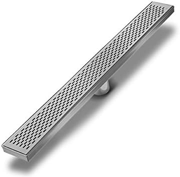 QM Linear Shower Drain, Base and Grate Made of 100% Stainless Steel 316, Delmar Series Delta Line 58" Polished/Chrome, Kit includes: Flange adaptor w/gasket, Hair Strainer, Key, Leveling feet.