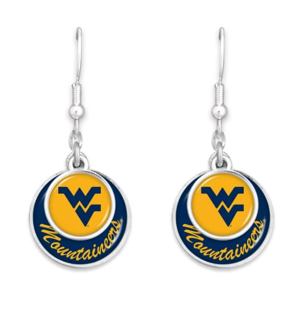 55427 West Virginia Mountaineers WVU Stacked Disk Earrings