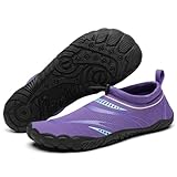 Mishansha Breathable Water Shoes for Women Non-Slip Beach Shoes Quick Dry Surfing Kayaking Fishing Five Toes Grape-E0153 7.5 Women/5.5 Men