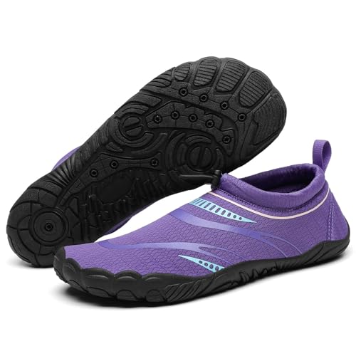 Image of Mishansha Breathable Water Shoes for Women Non-Slip Beach Shoes Quick Dry Surfing Kayaking Fishing Five Toes Grape-E0153 7.5 Women/5.5 Men