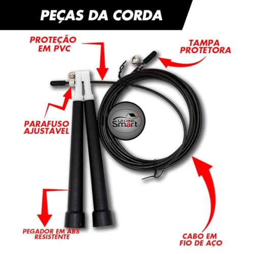 La Casa Smart Corda De Pular Profissional Crossfit Ajustável Aço Emborrachado - Treino Funcional Aca