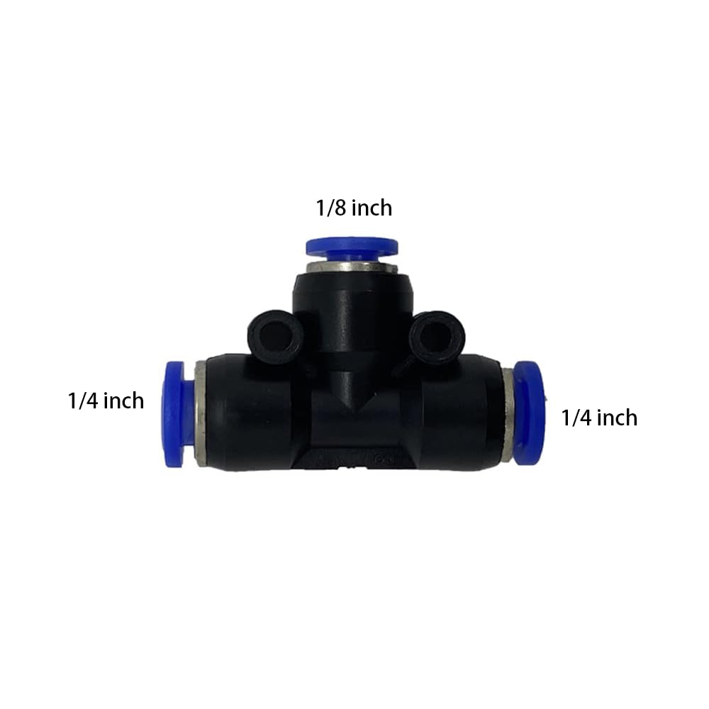 5pcs 0,62 cm x 0,3 cm connecteur de réduction de tuyau pneumatique en forme de T à 3 voies, appuyez rapidement pour connecter le T-shirt
