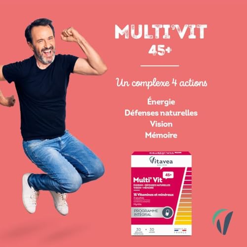 Vitavea-Complément Alimentaire Energie,Défenses Naturelles,Vision,Mémoire Multivitamines et Minéraux(Zinc,Fer,Vitamine C,Vitamine D) Probiotique et myrtille-30 gélules-Cure de1mois-Fabriqué en France – vue 2
